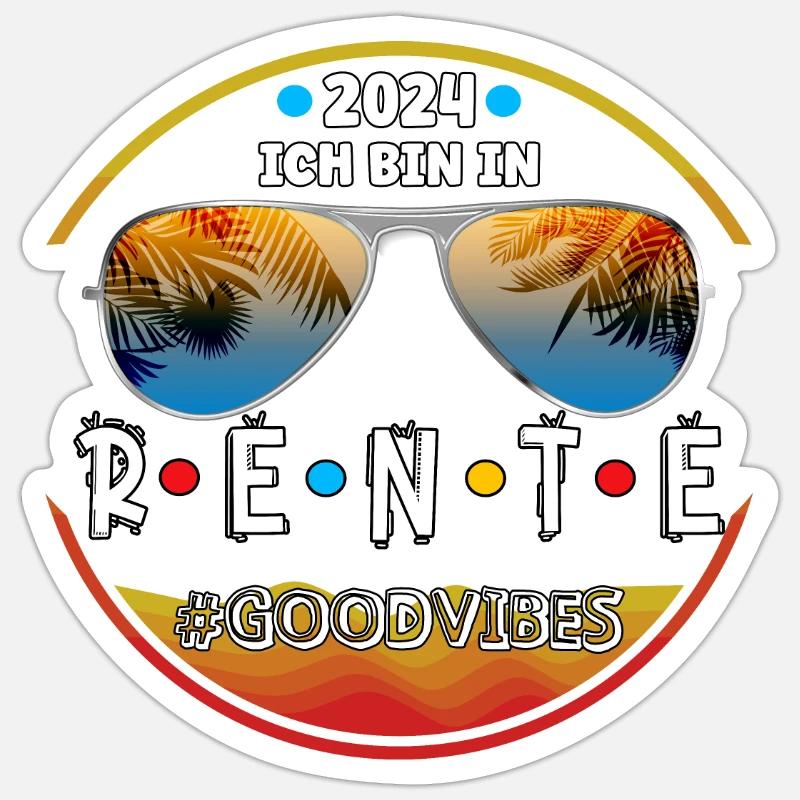 Pension 2024 - bonnes vibrations - Sticker taille S (10 x 10 cm) - blanc mat