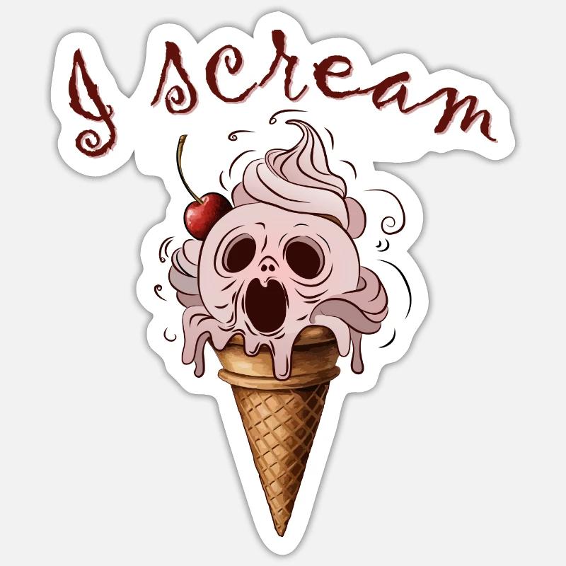 Je crie 4 glaces - Sticker taille S (10 x 10 cm) - blanc mat