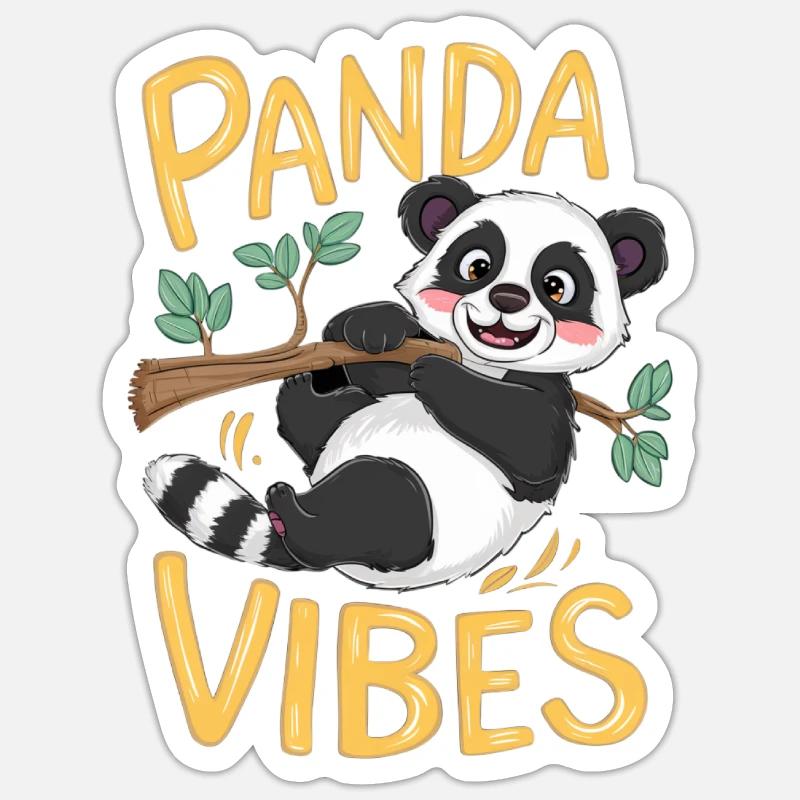 VIBRATIONS DE PANDA - Sticker taille S (10 x 10 cm) - blanc mat