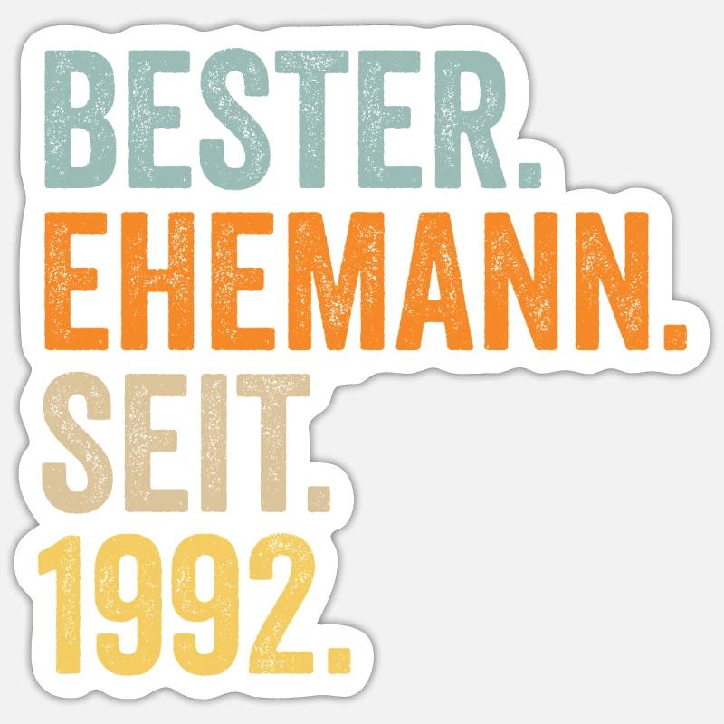 Valentinstag Bester Ehemann Seit 1992 Sticker Größe S (10 x 10 cm)