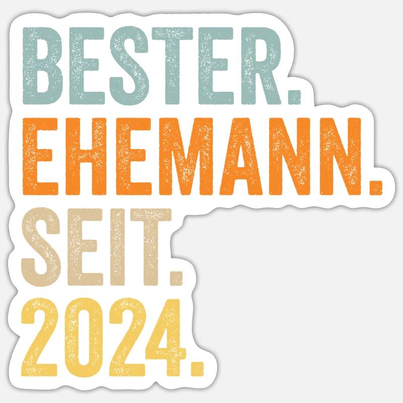 Valentinstag Bester Ehemann Seit 2024 Sticker Größe S (10 x 10 cm)