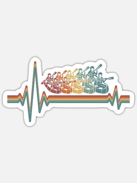 Rafting Ekg Heartbeat - Sticker Größe S (10 x 10 cm) - Mattweiß