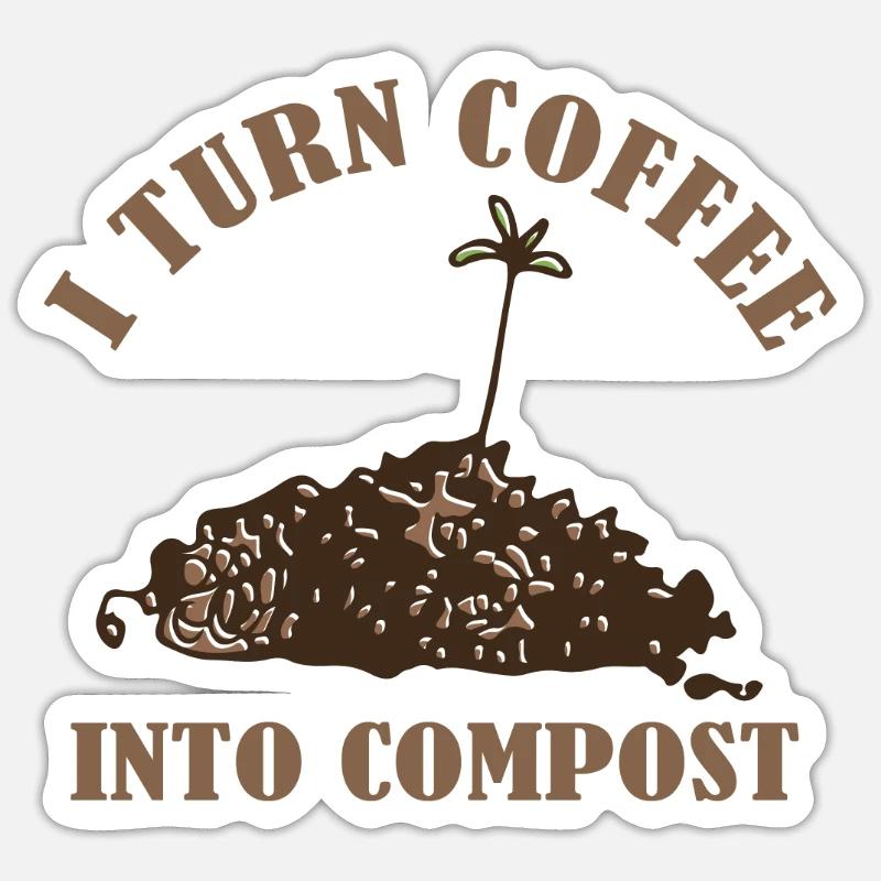 Je transforme le café en compost Blue Planet - Sticker taille S (10 x 10 cm) - blanc mat