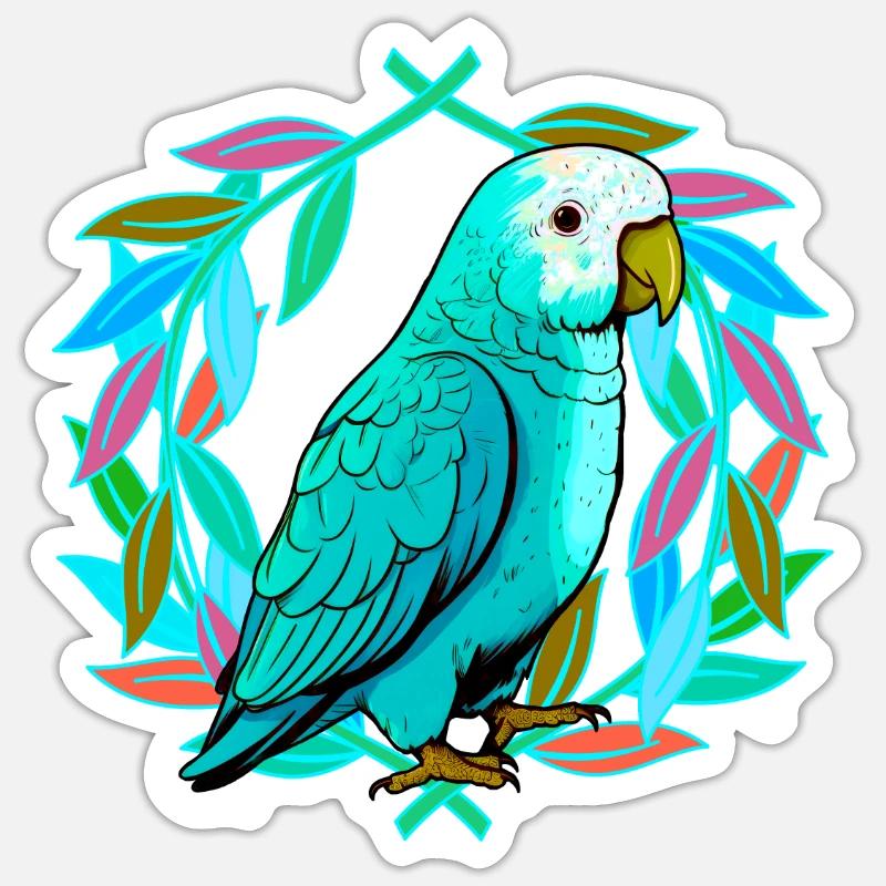 perroquet perroquets oiseau oiseaux - Sticker taille S (10 x 10 cm) - blanc mat