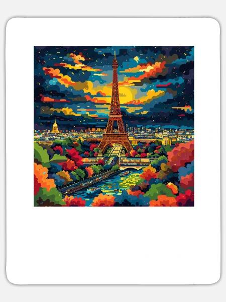Paris Eiffelturm Frankreich - Sticker Größe S (10 x 10 cm) - Mattweiß