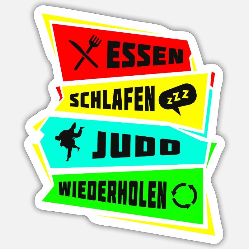 Manger dormir Judo Répéter - Sticker taille S (10 x 10 cm) - blanc mat