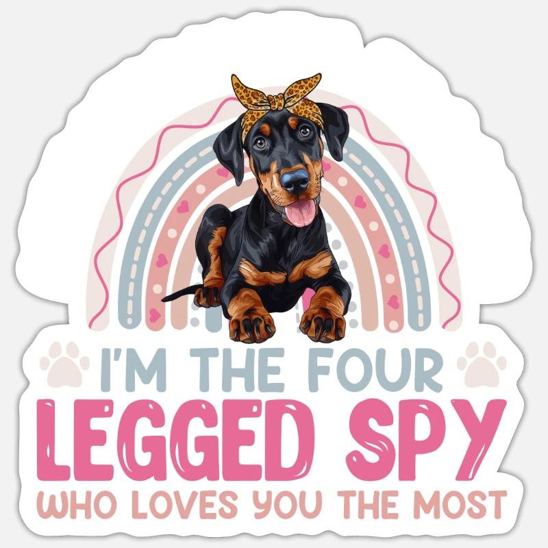Doberman Hund AFFECTIONATE TRACKER FOUR LEGGED Sticker Größe S (10 x 10 cm)