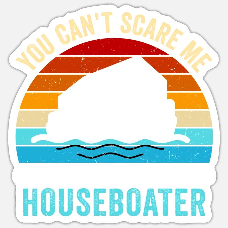 Witziger Hausboot Spruch - Sticker Größe S (10 x 10 cm) - Mattweiß