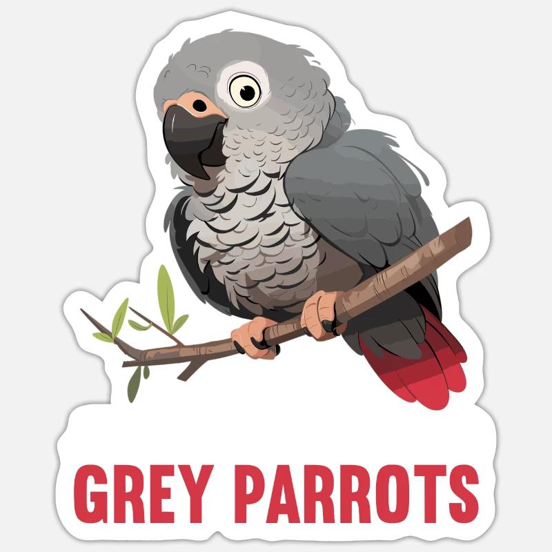 Graupapageien Graupapagei - Sticker Größe S (10 x 10 cm) - Mattweiß