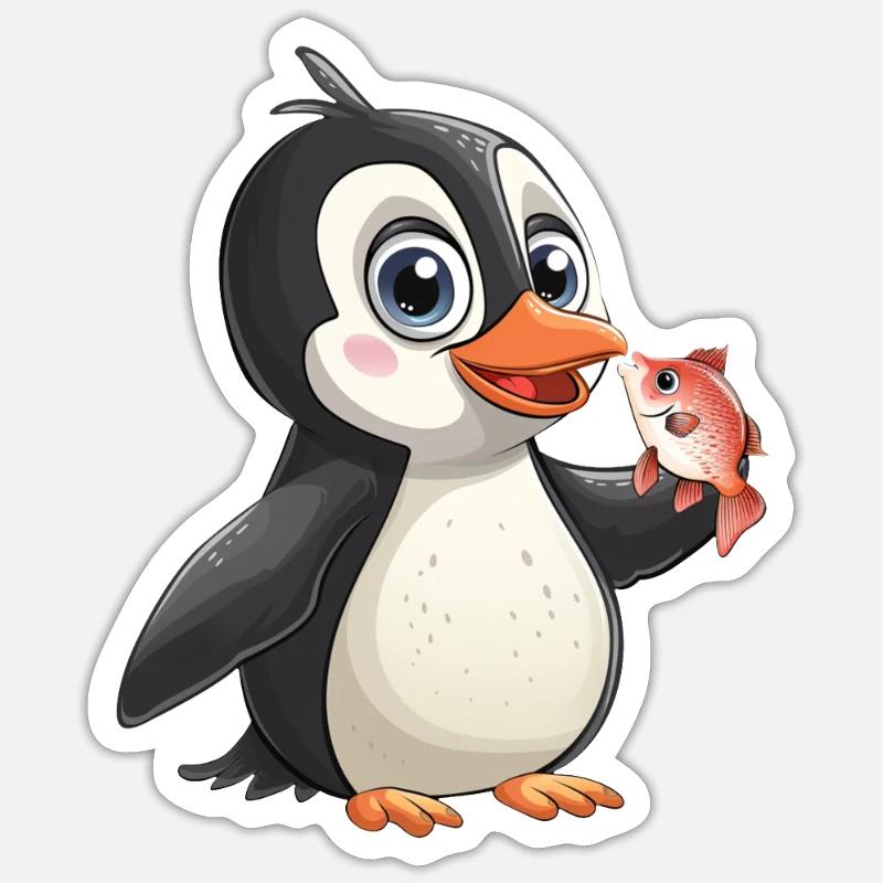 Pingouin Kawaii Pingouin mignon - Sticker taille S (10 x 10 cm) - blanc mat
