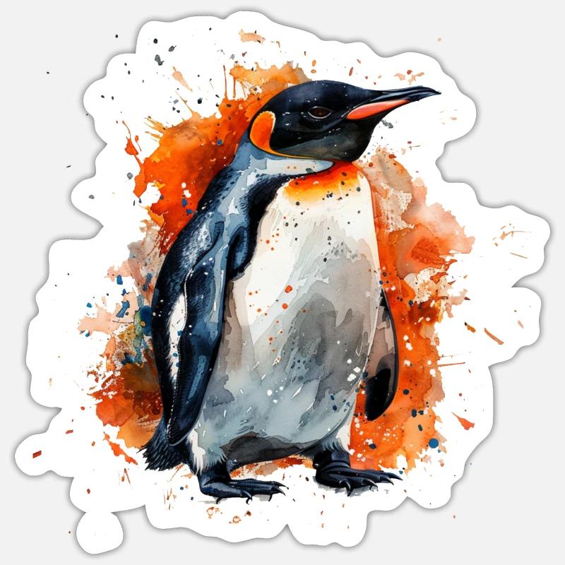 Pingouin Kawaii Pingouin mignon - Sticker taille S (10 x 10 cm) - blanc mat