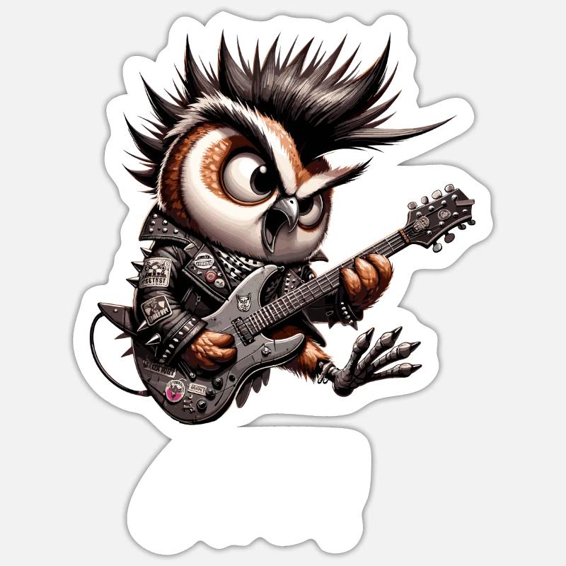 Punker Eule - Oile - Oi Punk - Sticker Größe S (10 x 10 cm) - Mattweiß