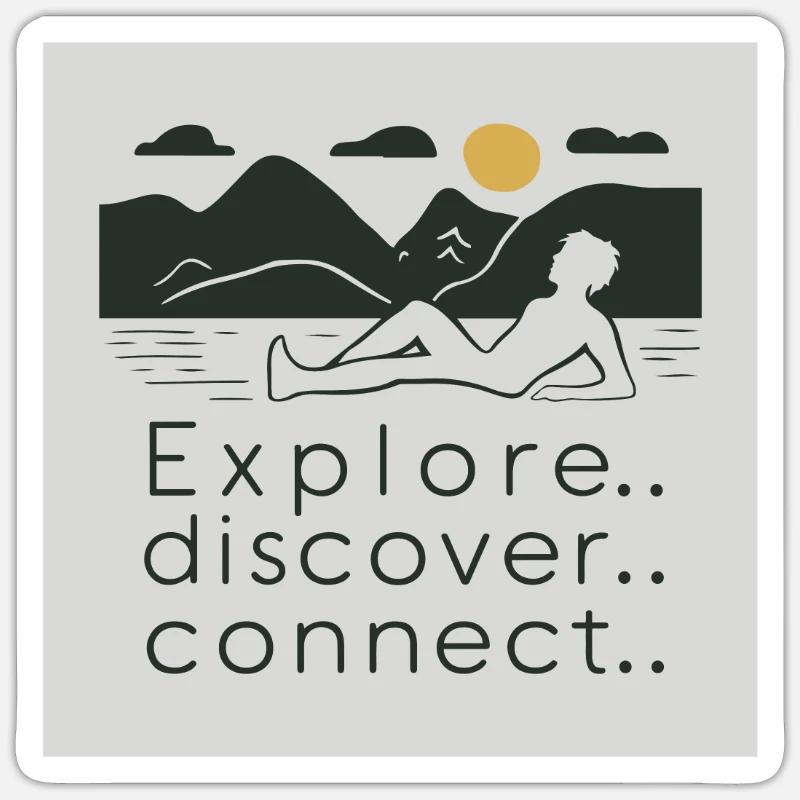 EXPLORER. DÉCOUVRIR. RELIER. Sticker taille S (10 x 10 cm)