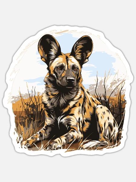 Wildhunde Wildhund - Sticker Größe S (10 x 10 cm) - Mattweiß