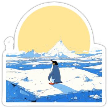 Pinguin Eisige Landschaft Kawaii Pinguin Niedlich - Sticker Größe S (10 x 10 cm) - Mattweiß - Vorne