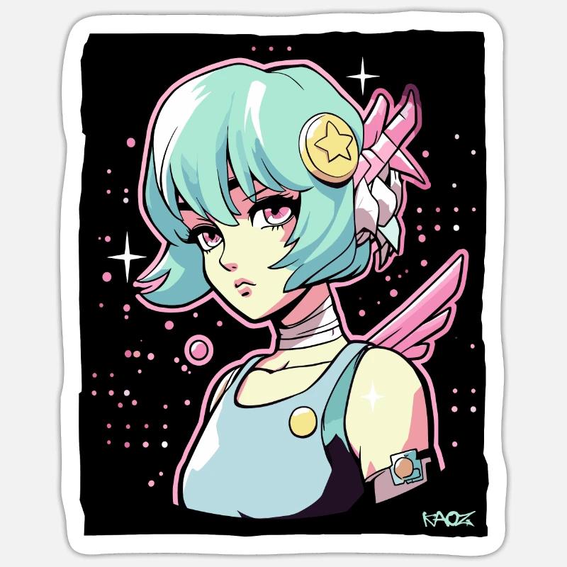 Coole Anime Sci-Fi-Cyborg-Mädchen Sticker Größe S (10 x 10 cm)