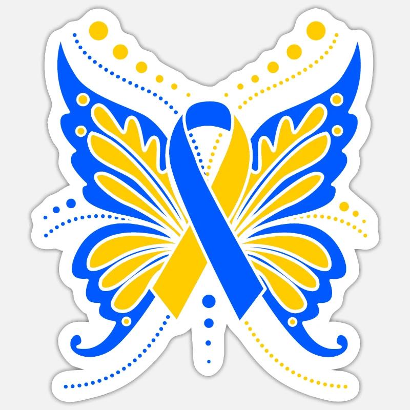 Papillon trisomique - Sticker taille S (10 x 10 cm) - blanc mat