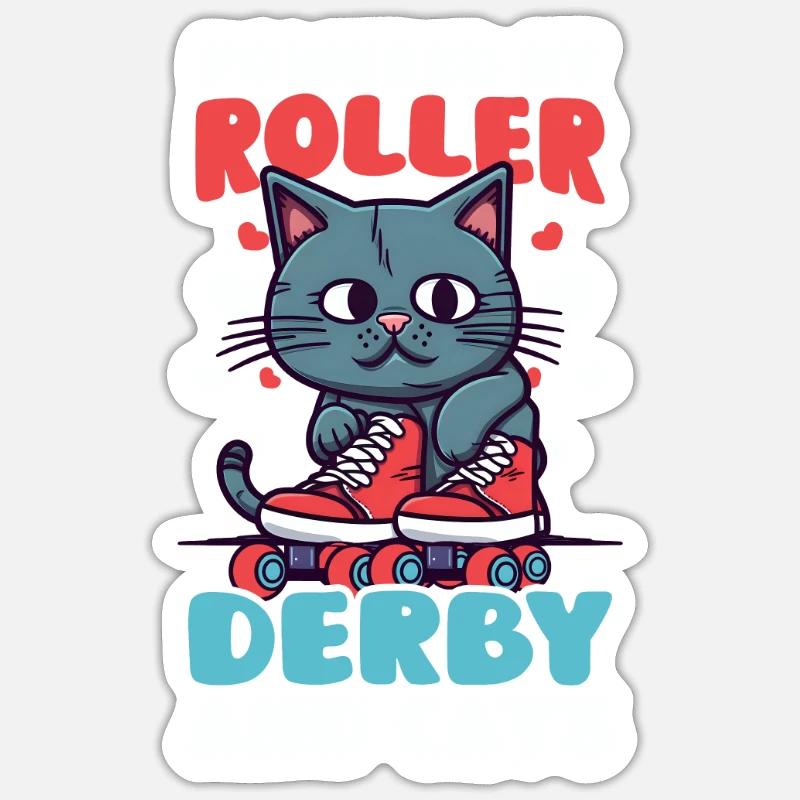 Roller Derby Roller Derby Und Katzen Sticker Größe S (10 x 10 cm)