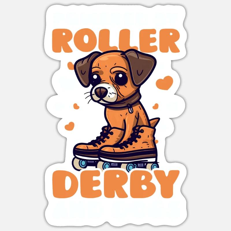 Roller Derby Roller Derby Et Chiens Sticker taille S (10 x 10 cm)