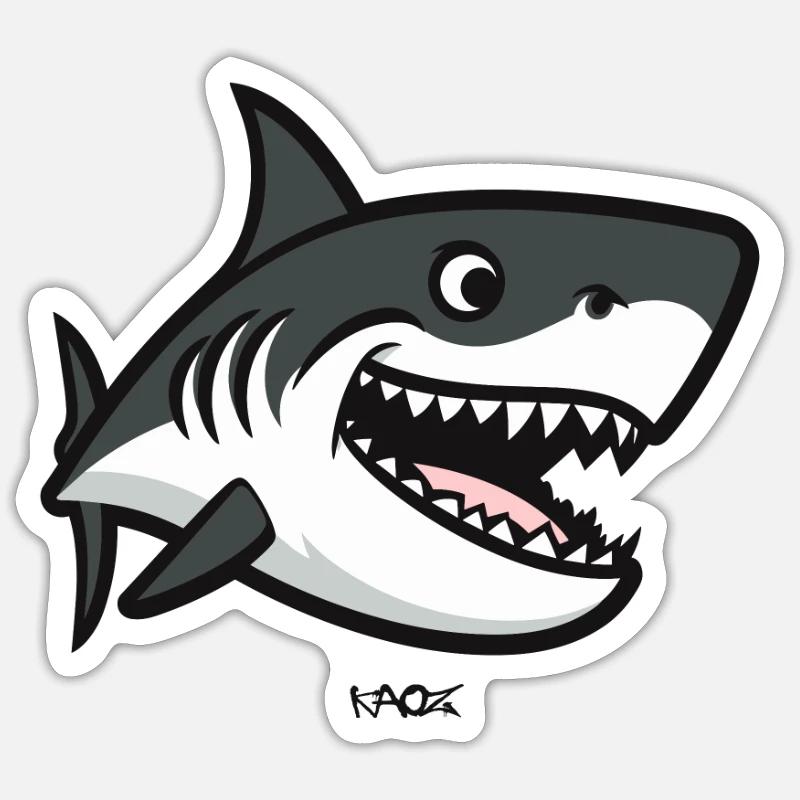 Drôle de requin idiot - Sticker taille S (10 x 10 cm) - blanc mat