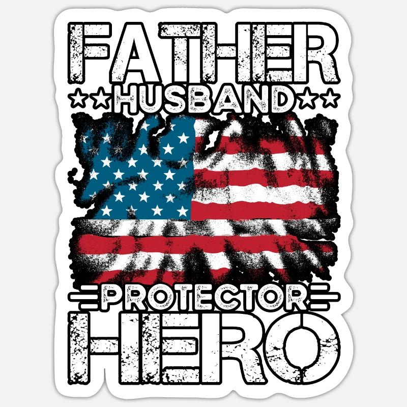 Vater, Ehemann, Beschützer, Held - Sticker Größe S (10 x 10 cm) - Mattweiß