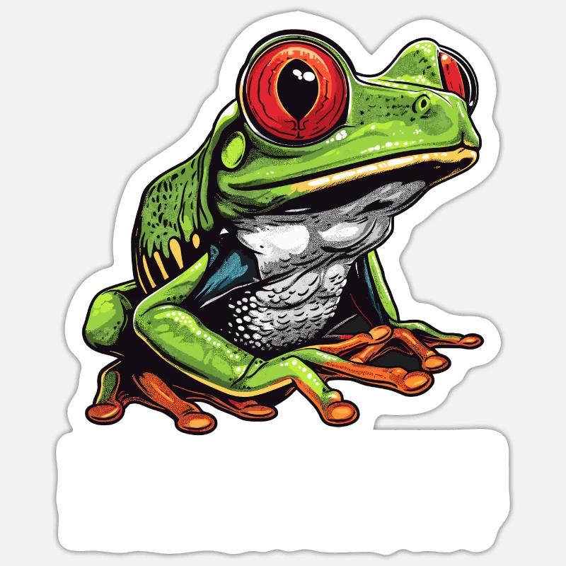 Rainette Baumfrösche Baumfrosch - Sticker taille S (10 x 10 cm) - blanc mat