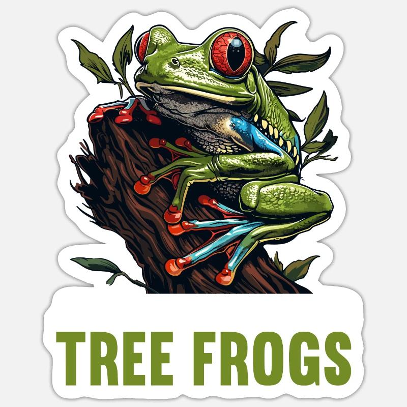 Tree Frog Baumfrösche Baumfrosch - Sticker Größe S (10 x 10 cm) - Mattweiß
