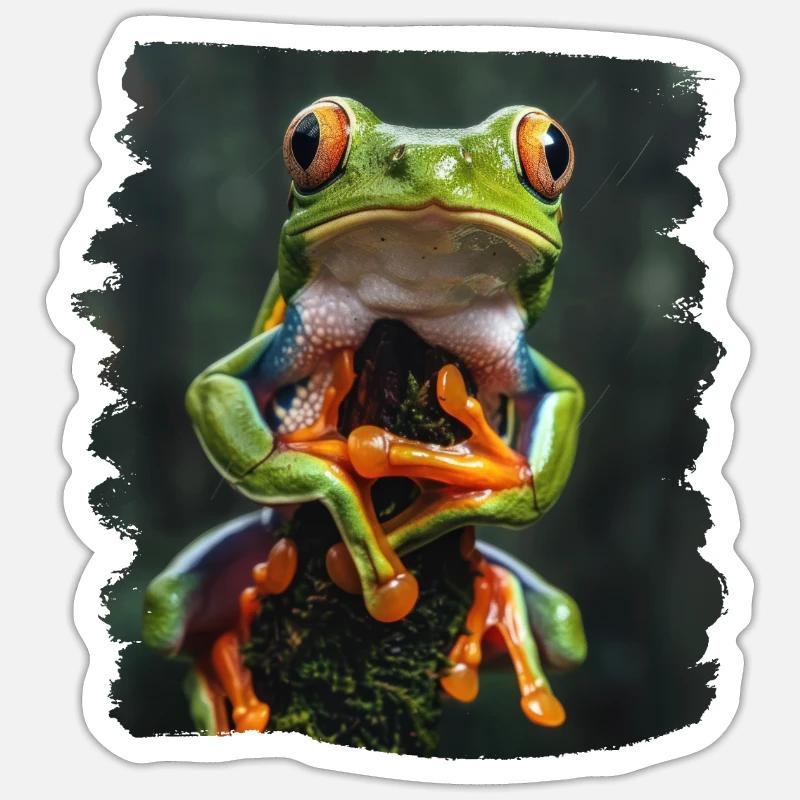 Rainette Baumfrösche Baumfrosch - Sticker taille S (10 x 10 cm) - blanc mat