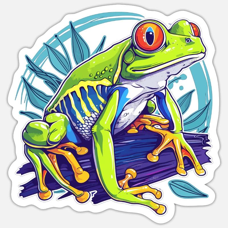 Tree Frog Baumfrösche Baumfrosch - Sticker Größe S (10 x 10 cm) - Mattweiß