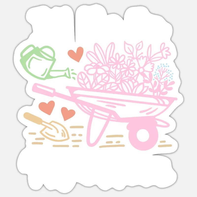 Garten Gartenarbeit - Sticker Größe S (10 x 10 cm) - Mattweiß