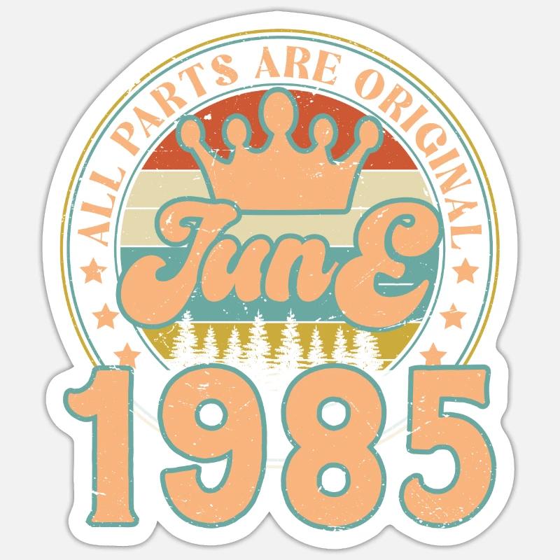 Juni 1985. Juni 1985 Geburtstagsgeschenk. Juni - Sticker Größe S (10 x 10 cm) - Mattweiß