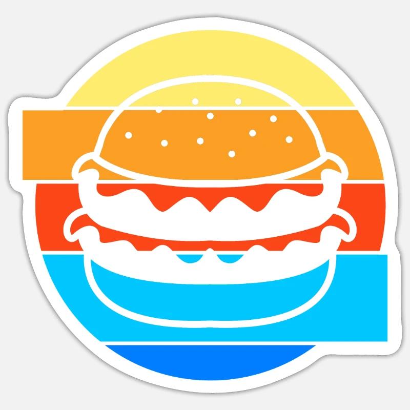 Cheeseburger Burger - Sticker Größe S (10 x 10 cm) - Mattweiß