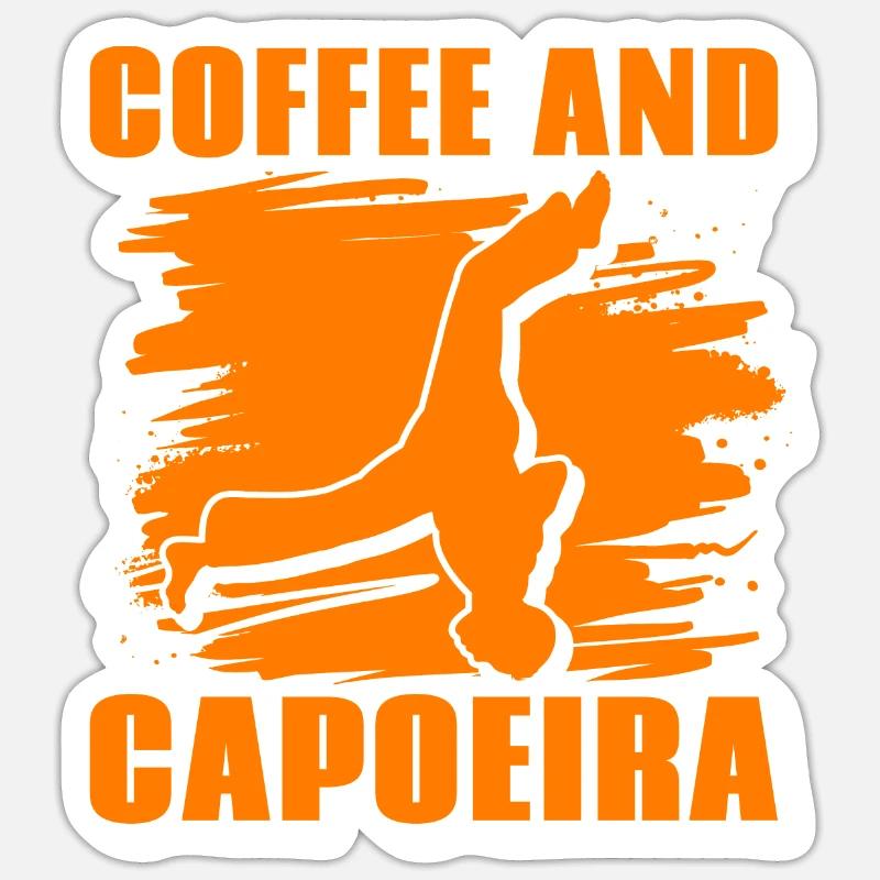Kaffee und Capoeira - Sticker Größe S (10 x 10 cm) - Mattweiß