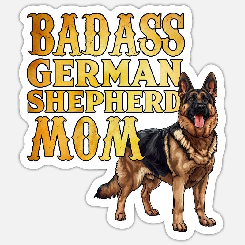 Deutscher Schäferhund BAD GERMAN SHEPHERD MOM - Sticker taille S (10 x 10 cm) - blanc mat