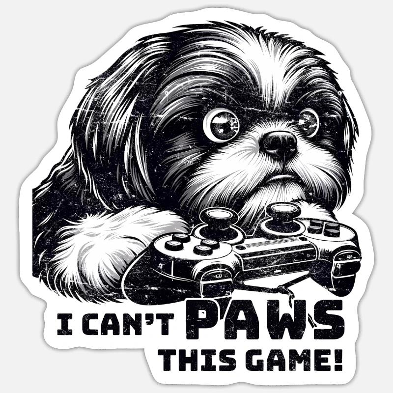 ShihTzu lover, computer game freak, gamers Sticker size S (10 x 10 cm)