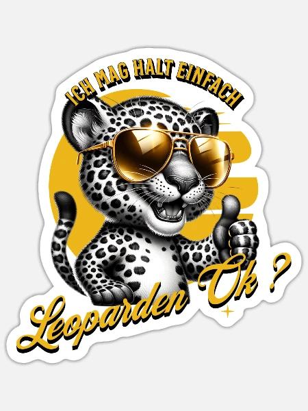 Ich mag halt einfach Leoparden - Sticker Größe S (10 x 10 cm) - Mattweiß