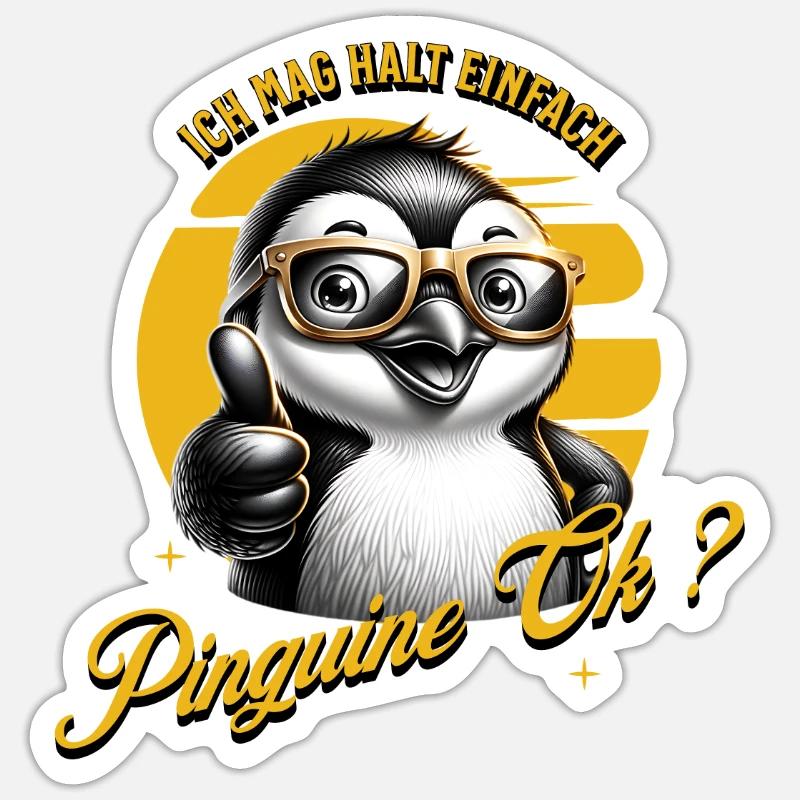 J’aime juste les pingouins - Sticker taille S (10 x 10 cm) - blanc mat