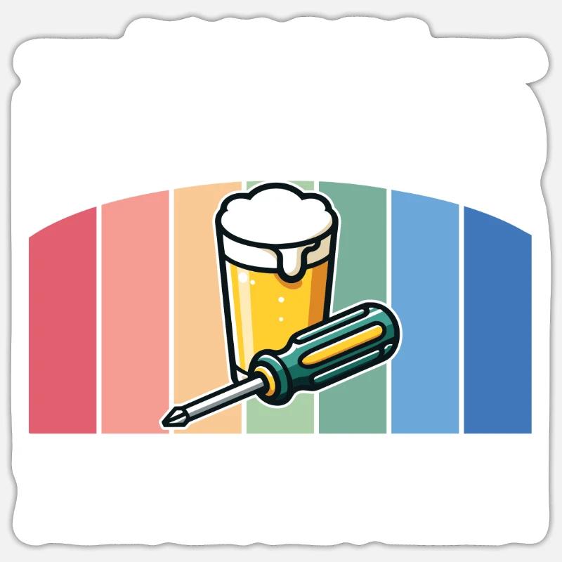 Ich bin Handwerker darum schraub ich mir einen rei - Sticker Größe S (10 x 10 cm) - Mattweiß