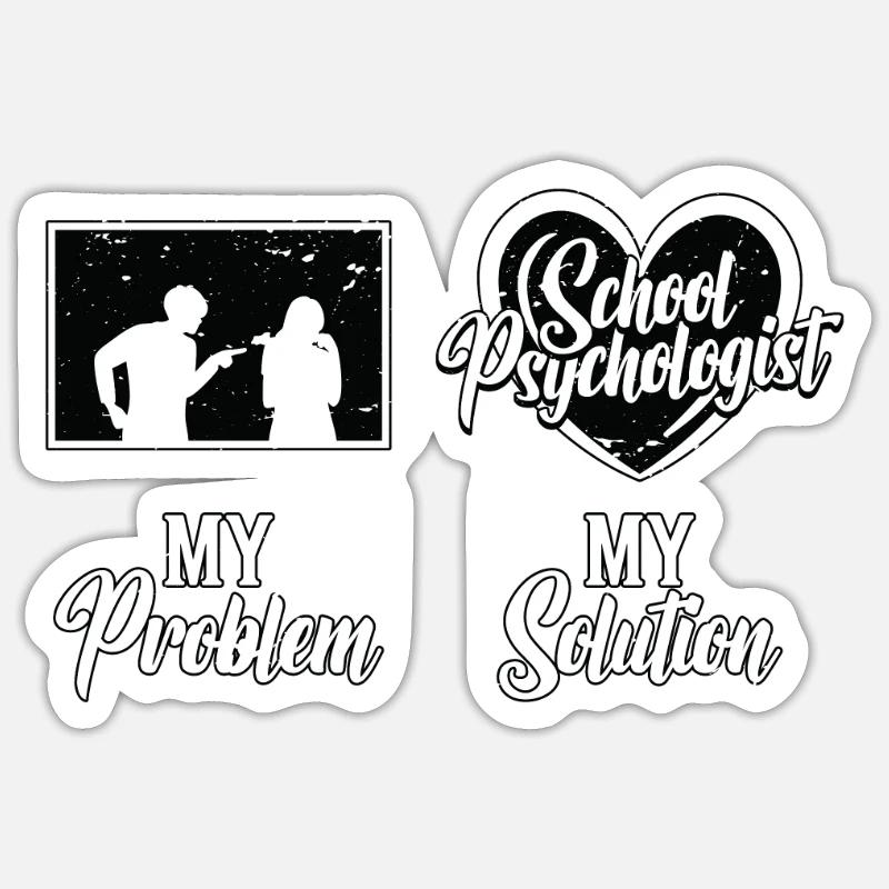 School Psych My Problem My Solution Pictogram Mom - Sticker Größe S (10 x 10 cm) - Mattweiß