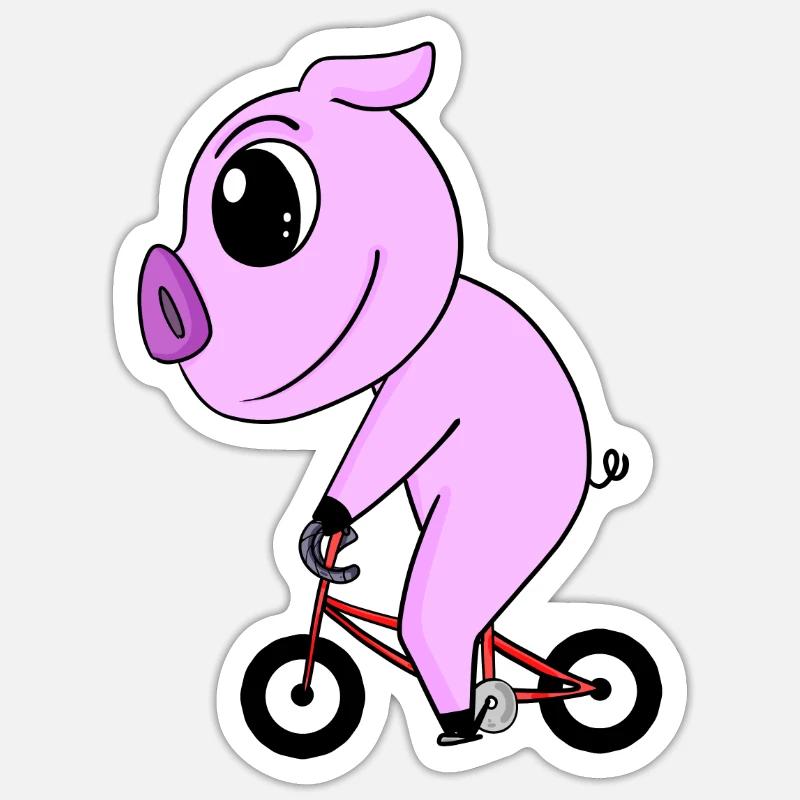 Vélo cochon - Sticker taille S (10 x 10 cm) - blanc mat