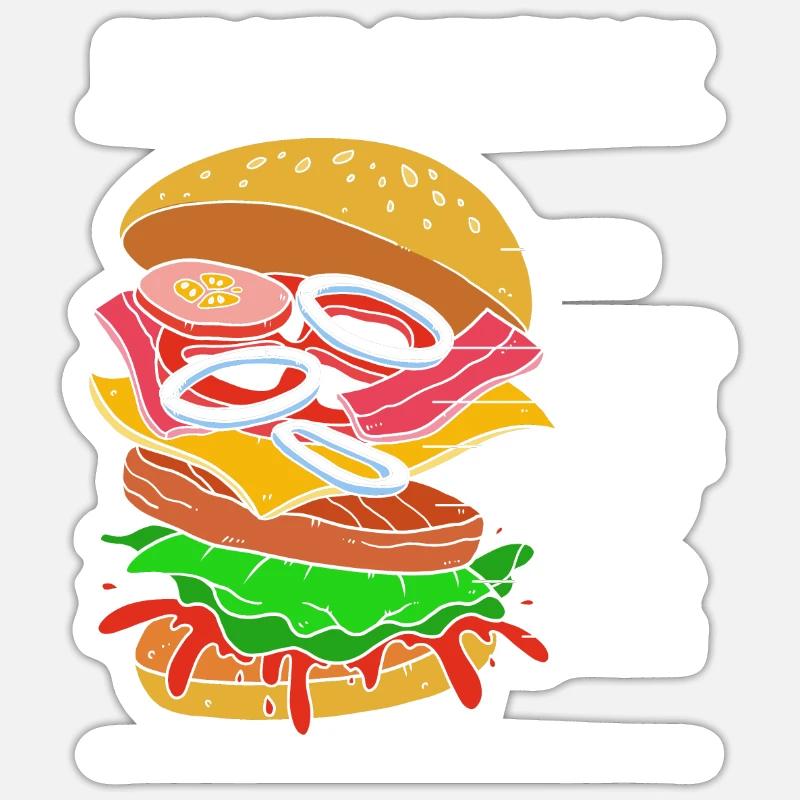 Cheeseburger Anatomie Sticker Größe S (10 x 10 cm)