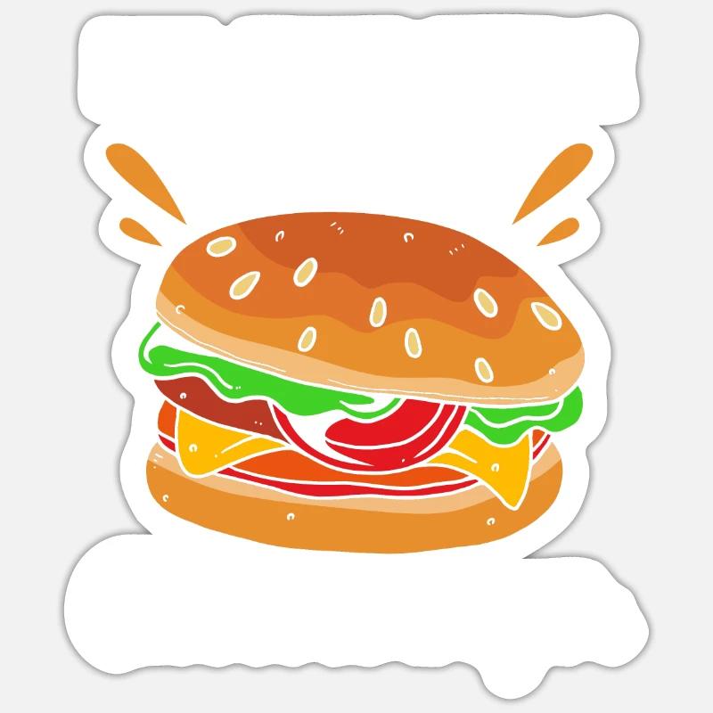 Cheeseburger Burger - Sticker Größe S (10 x 10 cm) - Mattweiß