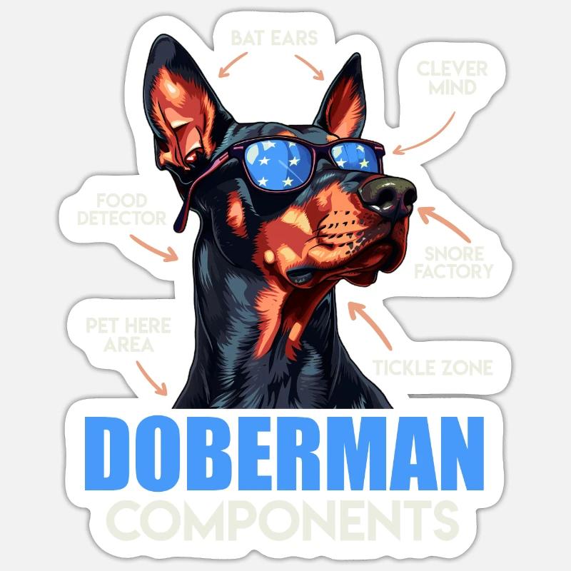 COMPOSANTS DU DOBERMANN Anatomie Doberman Sticker taille S (10 x 10 cm)