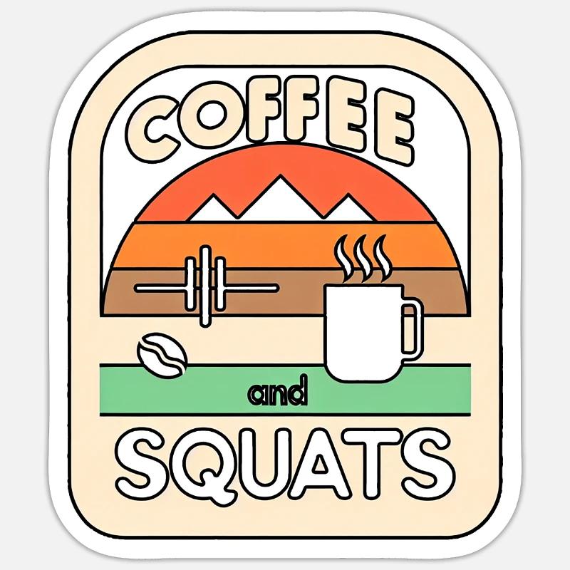 Café Et Squats 7 - Sticker taille S (10 x 10 cm) - blanc mat