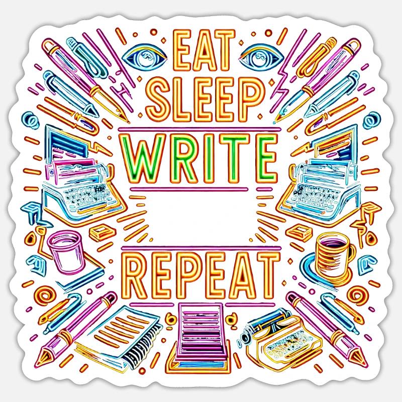 Eat Sleep Write Repeat 8 Sticker size S (10 x 10 cm)