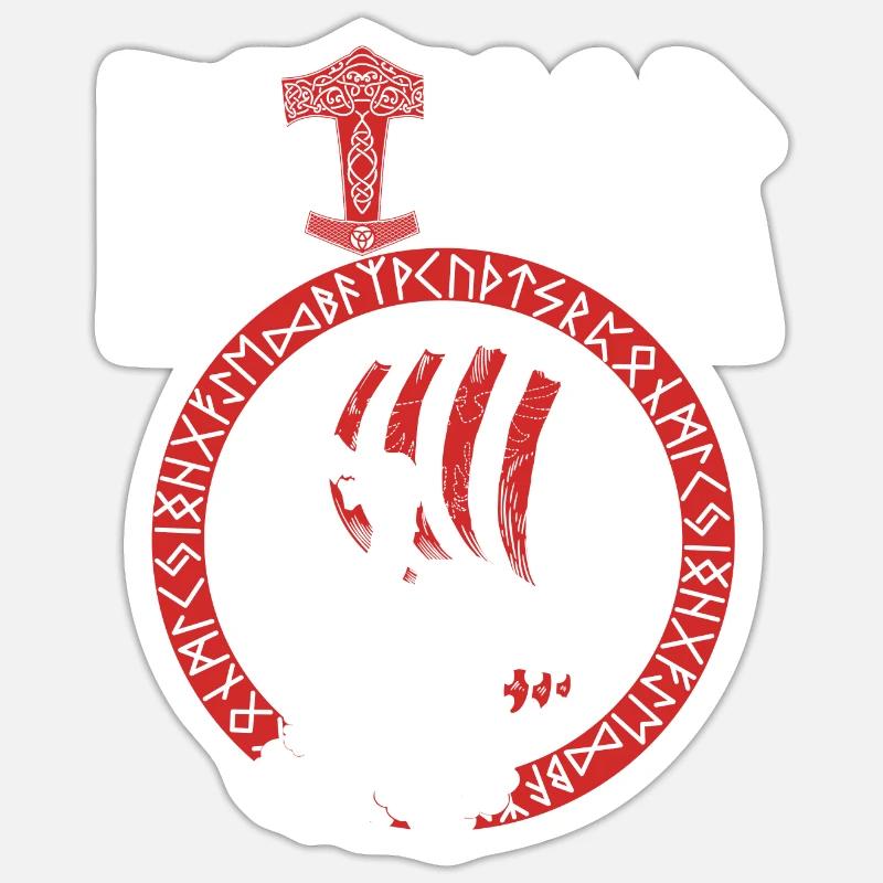 Wikinger Papa Vathor Nordisches Wikinger Boot - Sticker Größe S (10 x 10 cm) - Mattweiß