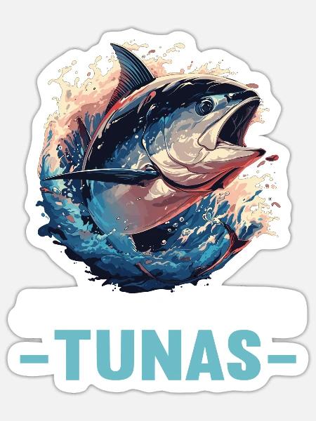 Tuna Thunfische Thunfisch - Sticker Größe S (10 x 10 cm) - Mattweiß