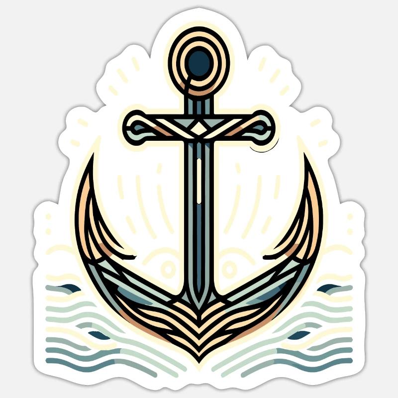 Maritimer Charme Anker Design - Sticker Größe S (10 x 10 cm) - Mattweiß