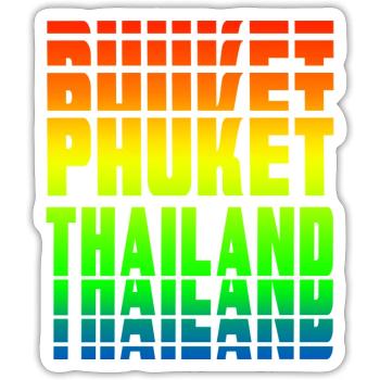 Phuket Thailand Regenbogen Design - Sticker Größe S (10 x 10 cm) - Mattweiß - Vorne