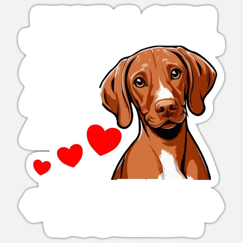 Chien Viszla Chiens Viszla - Sticker taille S (10 x 10 cm) - blanc mat